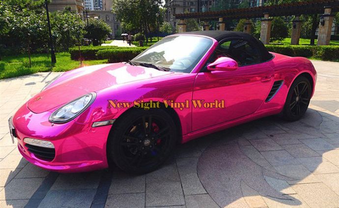 High Quality Flexible Rose Pink Chrome Vinyl Wrap Foil Bubble Free For Car Styling Bubble Free