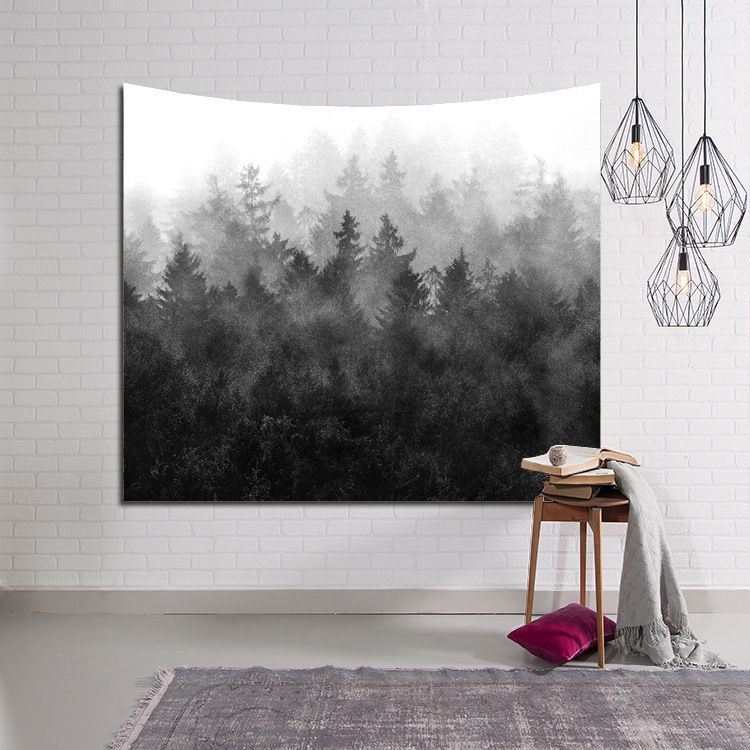 Printed Mountain Forest Carpet On Wall Art Tapestry Hanging Printed Mountain Forest Carpet On Wall Art Tapestry Hanging Square Beach Blanket Throw Modern Decorative Tapestries Hangs Rugs