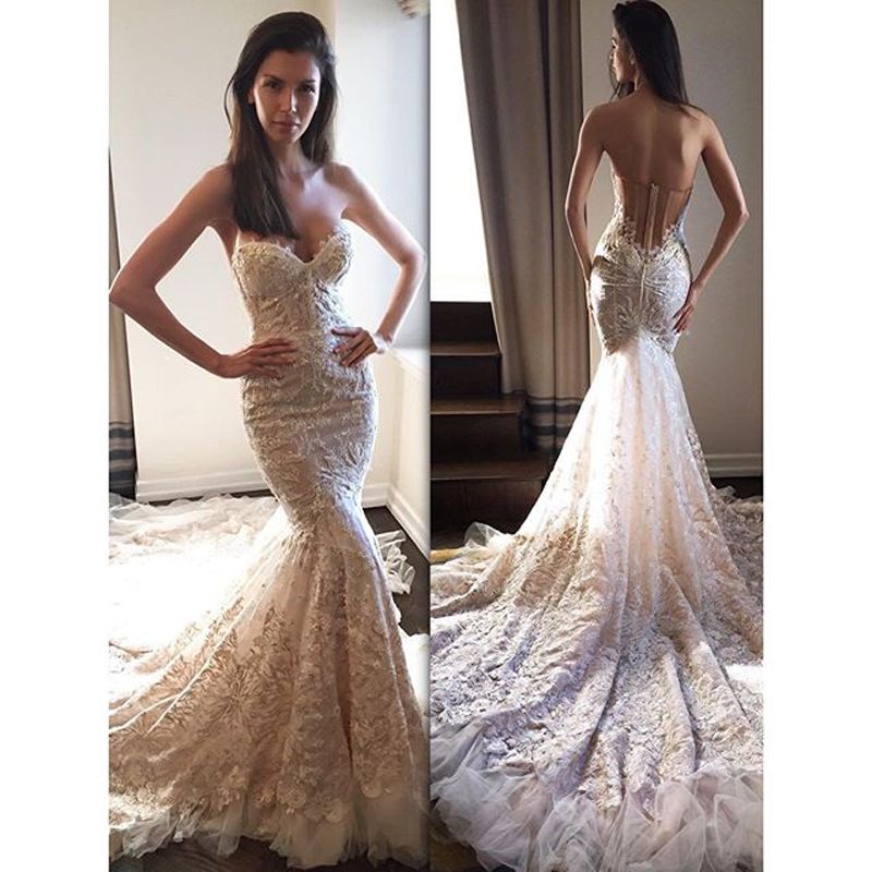 embroidered lace wedding dress