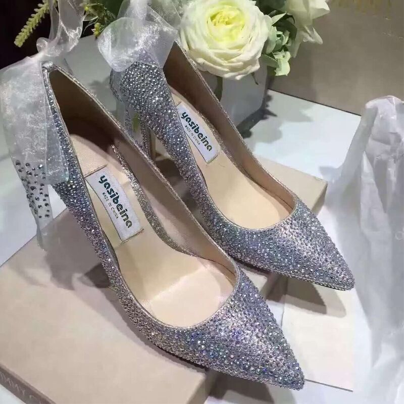 Perfect Bride Diamond Silk Ribbon Ankle Strap Wedding Shoes 7 /9 Cm ...