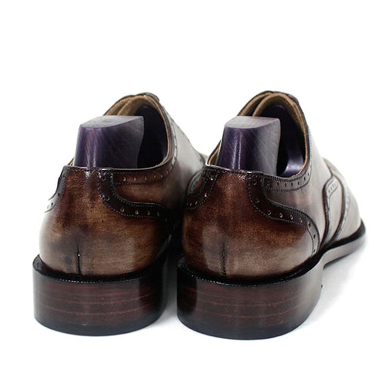 Hommes Chaussures habillées Chaussures Oxford Chaussures sur mesure à la main Pointe carrée Cuir de veau véritable Couleur patine brun foncé HD-N194