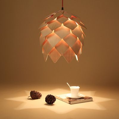 Pine Cone Pendant Lamp Modern Creative Wood Light Wooden Pine Cone Pendant Lamp Modern Creative Wood Light Wooden Lighting European Style Restaurant Bar Lamps 110v 220v Shade Large