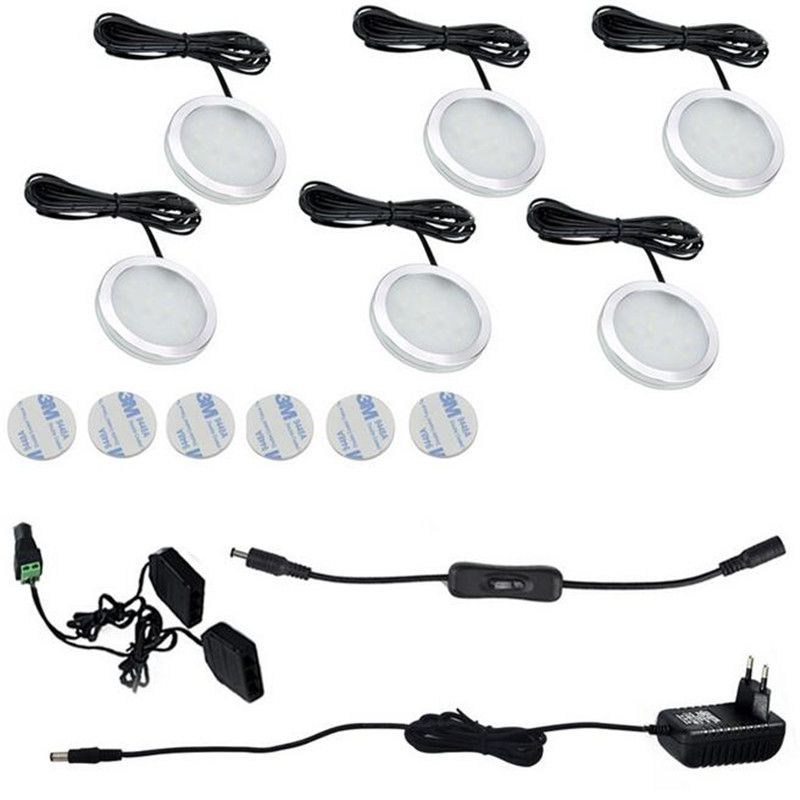 2018 Led Under Cabinet Puck Lights With 2 Way Switch 6 Lamps Kit 12v 2018 Led Under Cabinet Puck Lights With 2 Way Switch 6 Lamps Kit 12v Us Eu Uk Adapter For Kitchen Counter Closet Accent Lighting From Ledonn