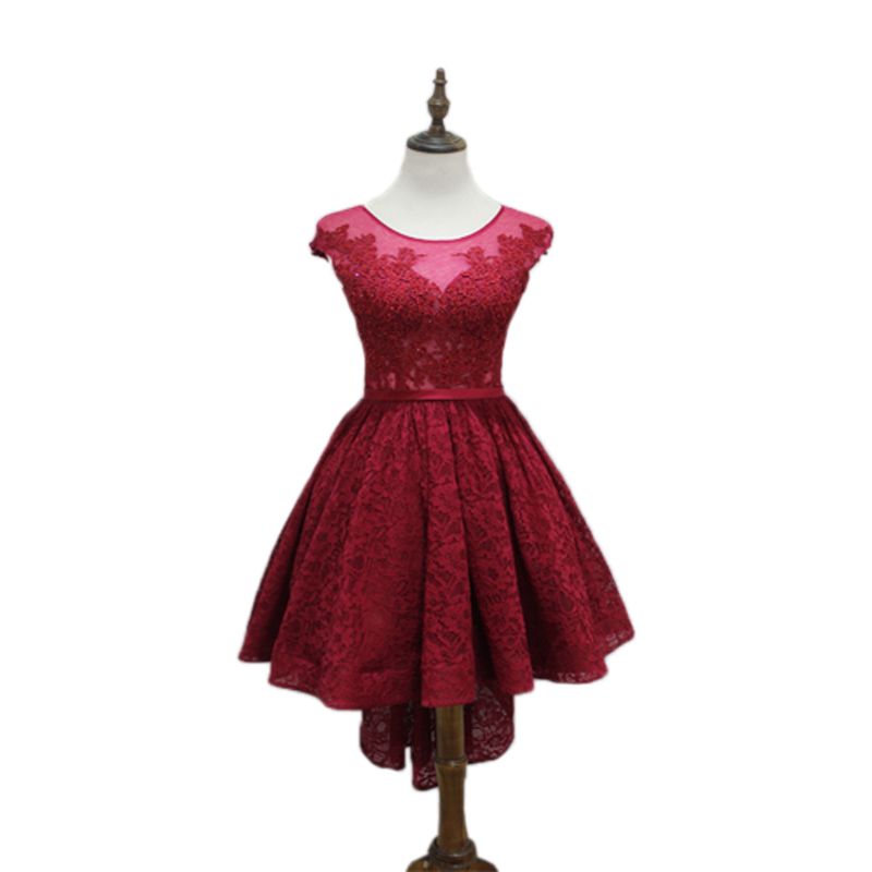 maroon lace cocktail dress