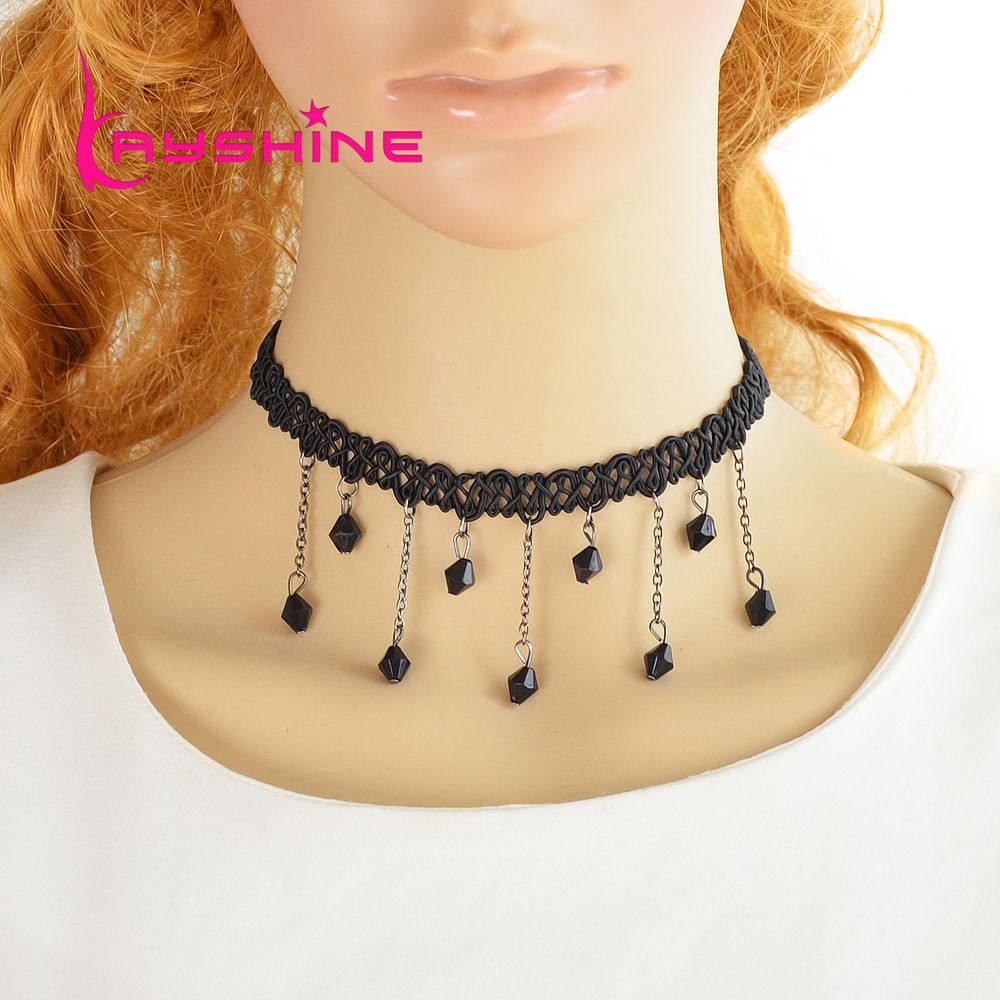 2019 Gothic Style Punk Tattoo Choker Stretch Necklace Black Braided