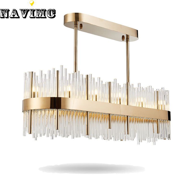 Modern Rectangular Large K9 Crystal Chandelier Lighting For Dining Modern Rectangular Large K9 Crystal Chandelier Lighting For Dining Room Restaurant Bar Post Hanging Lamp 110 Cm