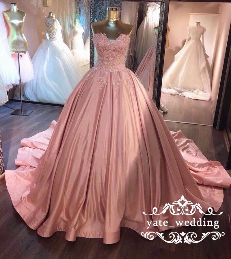 2019 Soft Pink  Ball Gown  Prom Dresses  Sweetheart Lace 