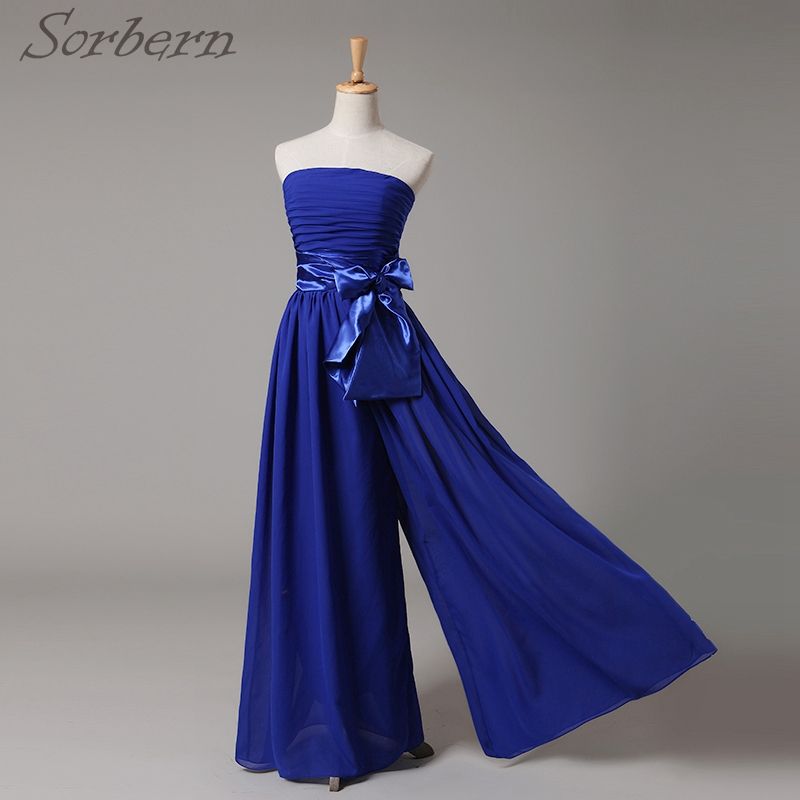 Royal Blue Chiffon Bridesmaid Dress 