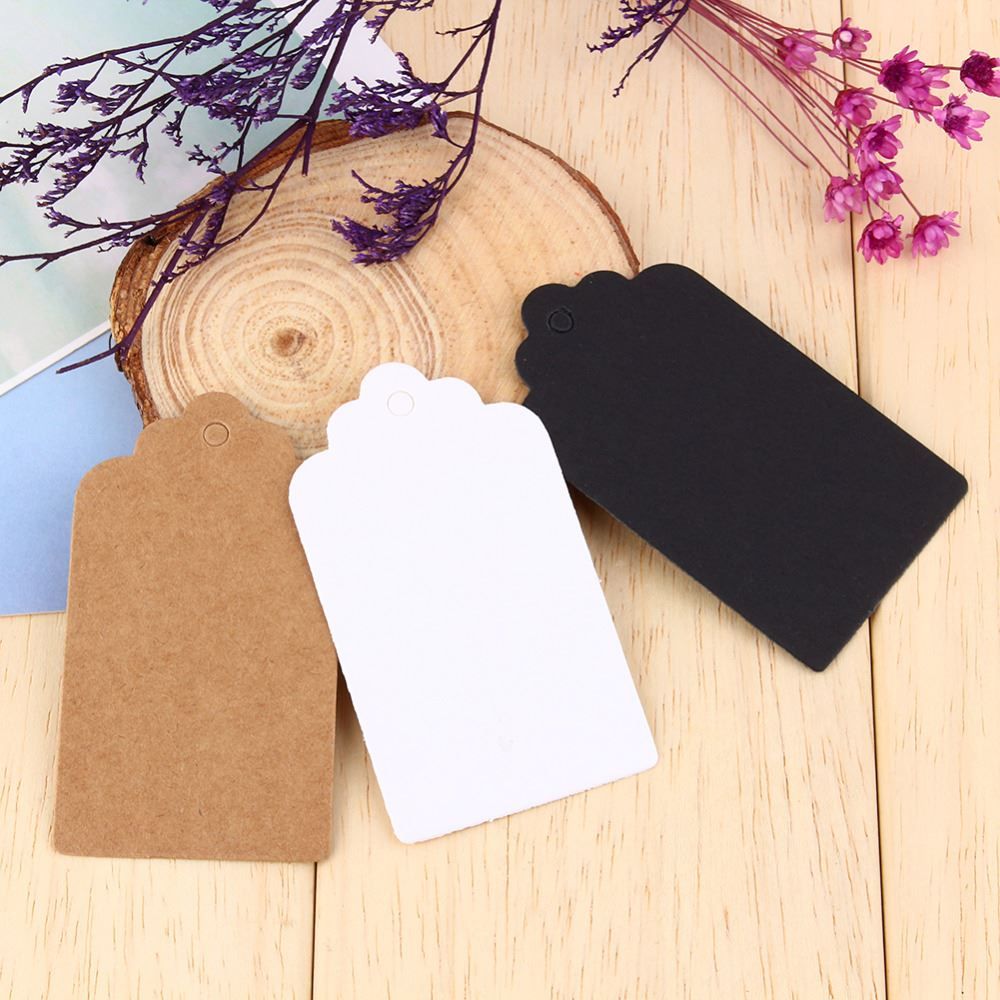 100pcs bag Kraft Paper Tags Head Label Luggage Wedding Party Note DIY