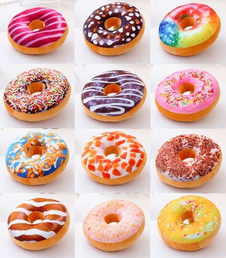 Hot Sell Christmas Gift Doughnut Hamburger Cushion Emoji Decorative Pillows Cute Plush Toys Doughnut Cushion For Girl B06