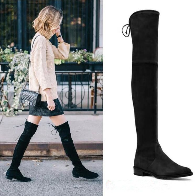 Acquistare Autunno E Inverno Stivali Alti Fino Al Ginocchio Sopra Al  Ginocchio Stivali Da Donna In Simil Camoscio Elasticizzato Con Scamosciato  Piatto Economico | Consegna Veloce E Qualità | It.Dhgate
