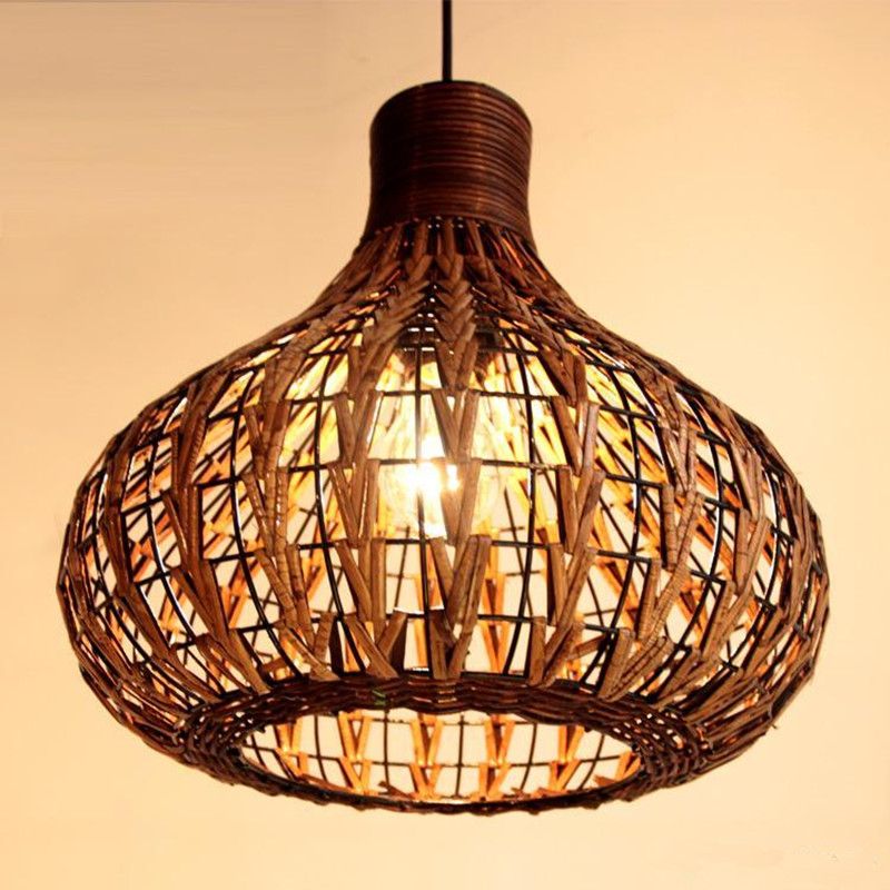 Southeast Asia Rattan Garlic Dining Room Ceiling Pendant Light Southeast Asia Rattan Garlic Dining Room Ceiling Pendant Light Woven Lamp Handmade Study Restaurant Chandelier Stainless Steel