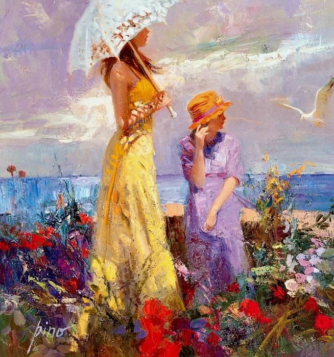 2019 Calling Woman By Pino Daeni,Pure Hand Painted Famous 