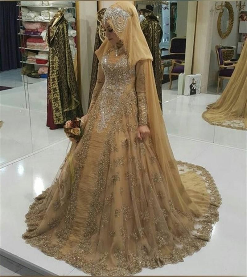 2017 muslims wedding dresses long sleeves