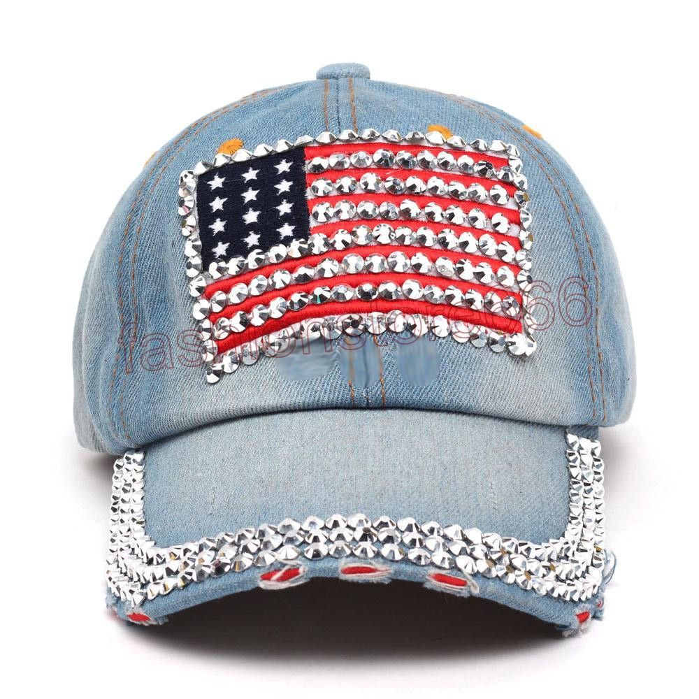Women Baseball Caps Summer 4th Of July American Flag Hat Cowboy Fashion