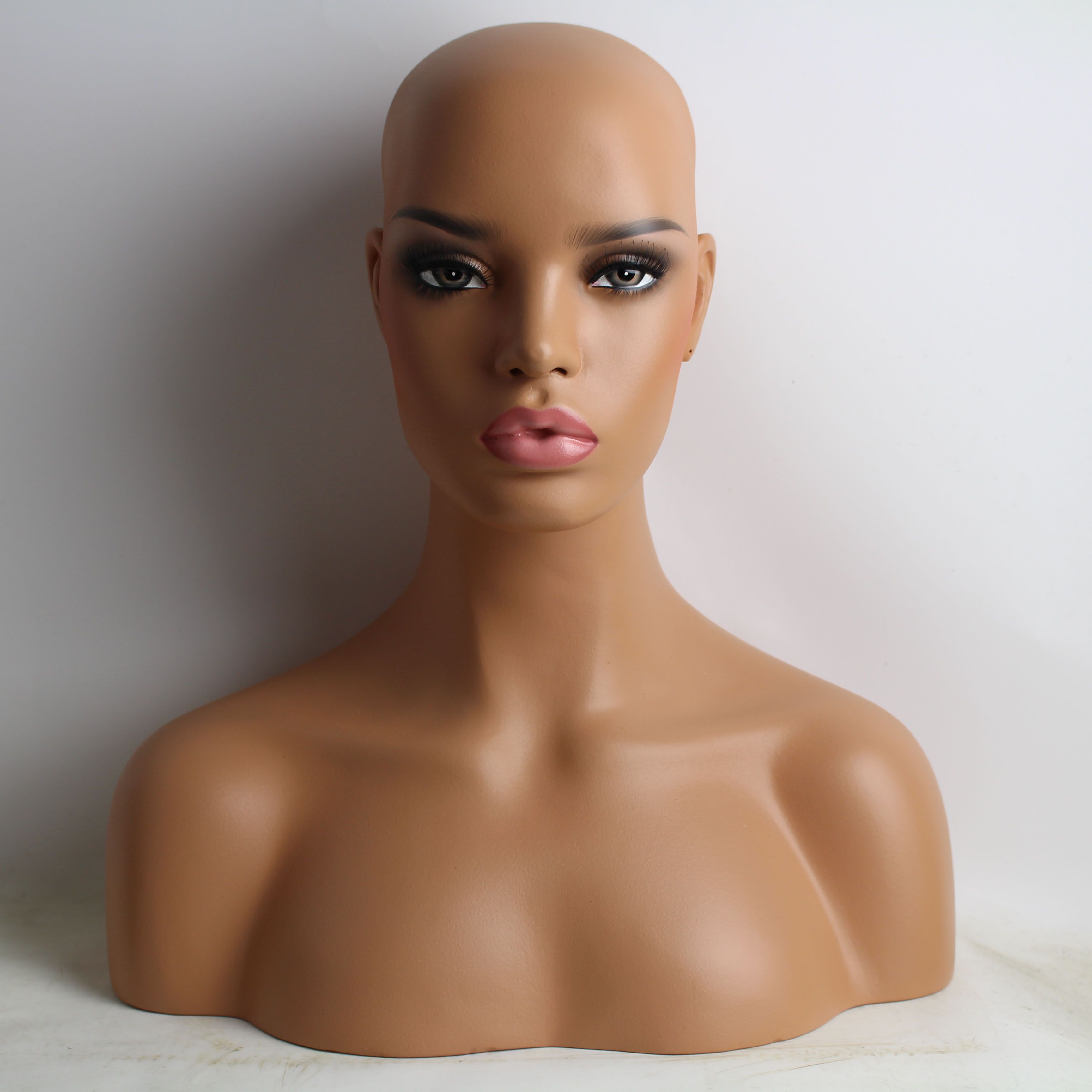 New Item Realistic Female Black Fiberglass Mannequin Dummy Head Bust