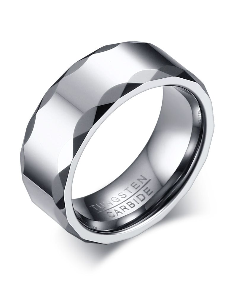 Free Engraving 8Mm High Polished Tungsten Carbide Ring Mens Wedding