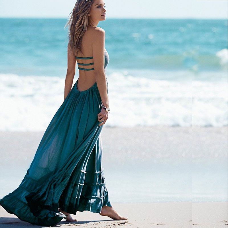 backless beach maxi dress