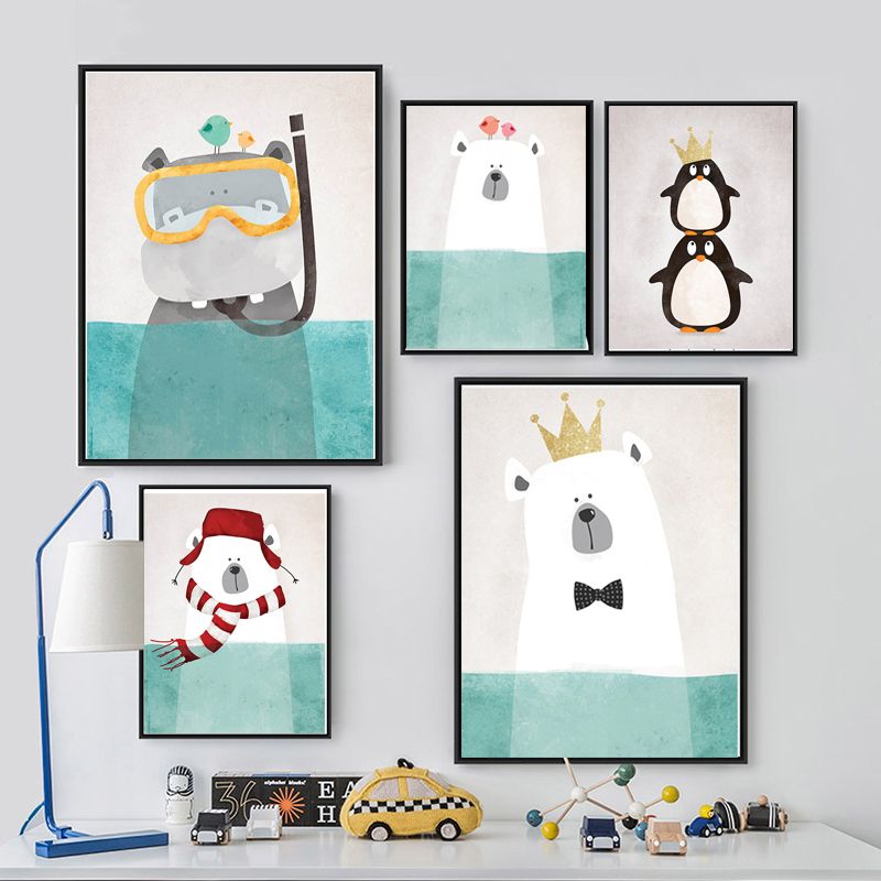 2018 nordic kawaii animals prints posters canvas polar bearhippopenguin cartoon animal wall art paintings unframed baby kids nursery decoration from - Kids Animal Prints 2018 nordic kawaii animals prints posters canvas polar bearhippopenguin cartoon animal wall art paintings unframed baby kids nursery decoration from - Kids Animal Prints