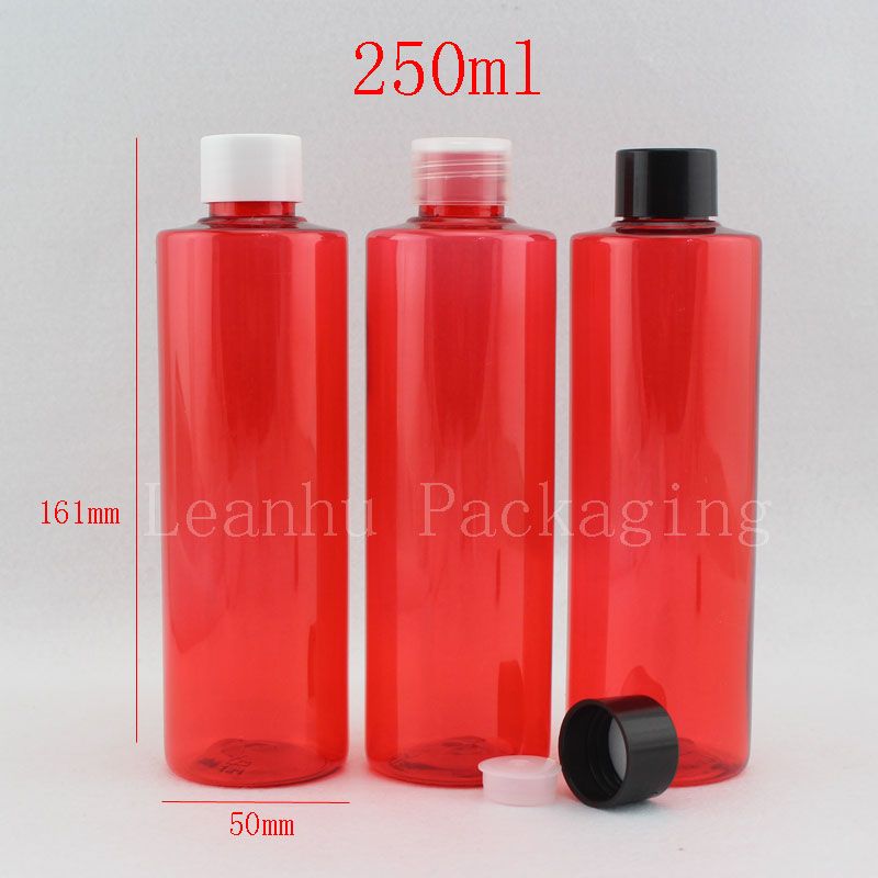 250ml x 25 red empty pet plastic bottles for cosmetic packaging