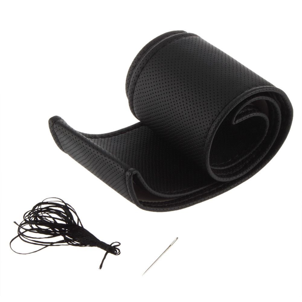 DIY PU Leather Car Steering Wheel Cover Case With Needles And Thread