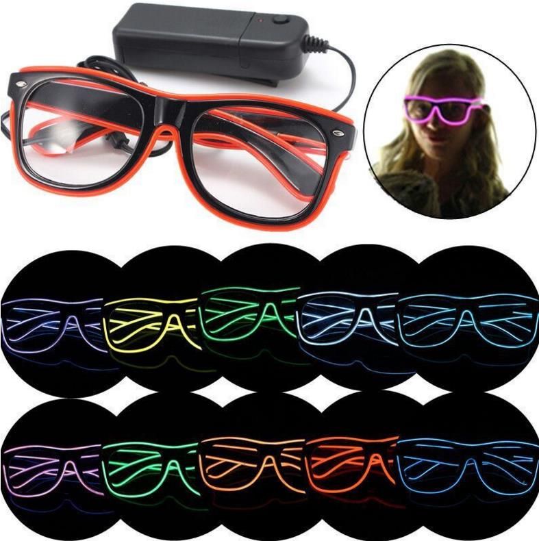 El Wire Glow Eye Glasses Led DJ Bright Safety Light Up Led Flashing
