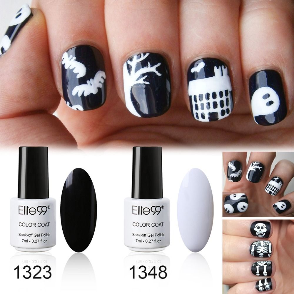 Wholesale Elite99 7ml French Black White Gel Polish For Halloween