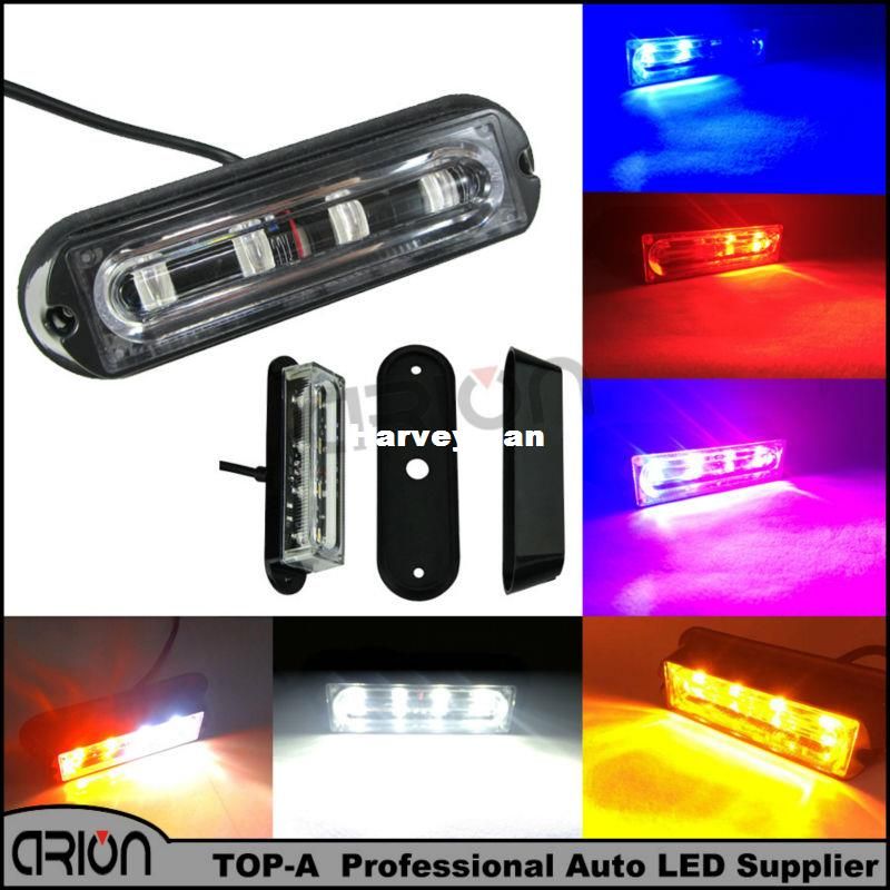 LINKITOM 4-Pack Ultra Slim Amber & White LED Strobe Light Bars With Sync & 8 Patterns - For Car/Truck Grille