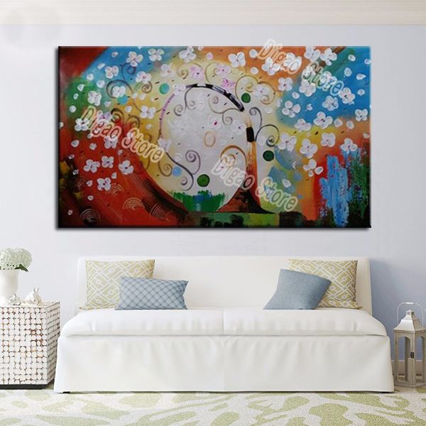 Acheter 100 Peint A La Main Paysage Peinture A Lhuile Sur Toile Epaisse Fleurs Arbre Moderne Simple Decoration De La Maison Wall Art Peintures De 41 19 Du Chinaart2013 Dhgate Com