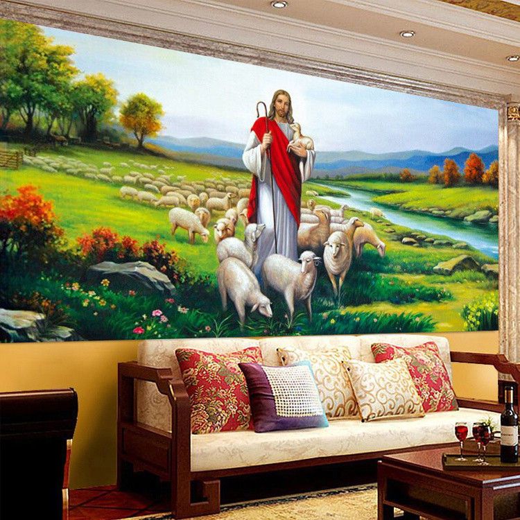 Christian Jesus Painting Style Living Room Bedroom TV Background