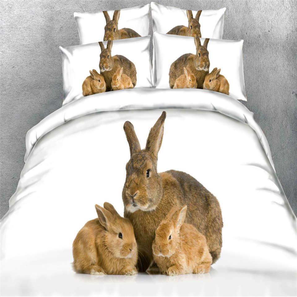 3d Animal Rabbit Printed Bedding Sets Twin Full Queen King Size 3d Animal Rabbit Printed Bedding Sets Twin Full Queen King Size Cotton Bedclothes Duvet Cover Set Pillow Shams Comforter Cat Bird Dog Parrot French