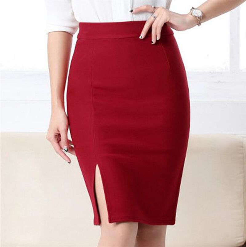 2021 Fashion Spring Autumn Women Skirt Plus Size High Waist Work Slim ...