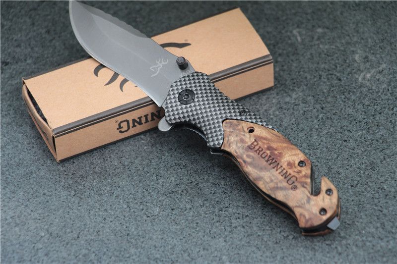 Browning X50 Tactical Folding Pocket Knife Steel Blade Wood Handle