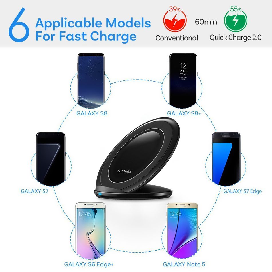2021 Fast Wireless Charger For Galaxy S8 Plus Quick Charger Desktop