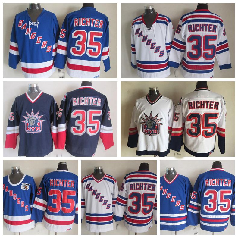 2020 Vintage New York Rangers Mike Richter Hockey Jerseys 75th
