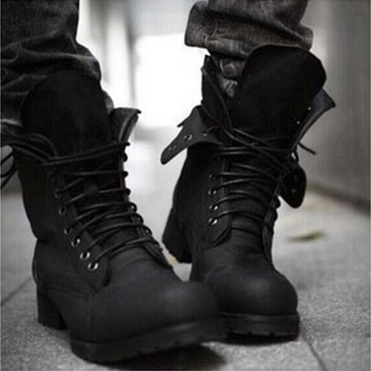 Hot! Retro Combat Boots Winter England Style Fashionable Men'S High Top
