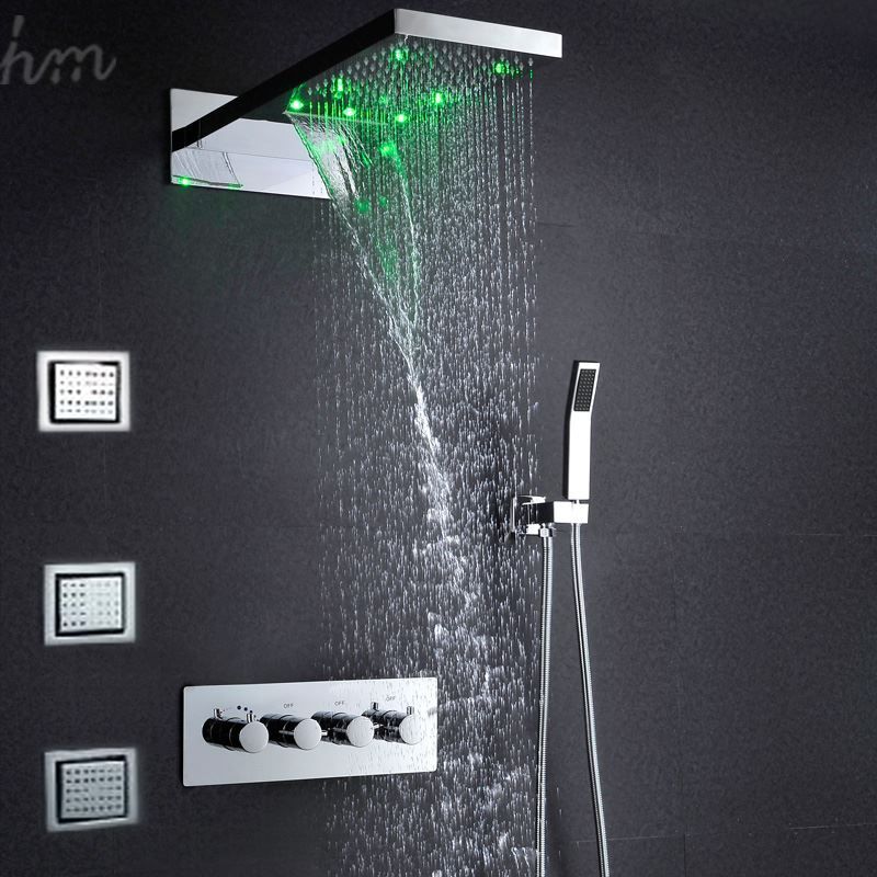 Best European In Wall Led Rainfall Shower Head Set Waterfall Best European In Wall Led Rainfall Shower Head Set Waterfall Faucet Kit Hand Panel Valve Bathroom Accessories Mixer T 161222 Under 1610 06