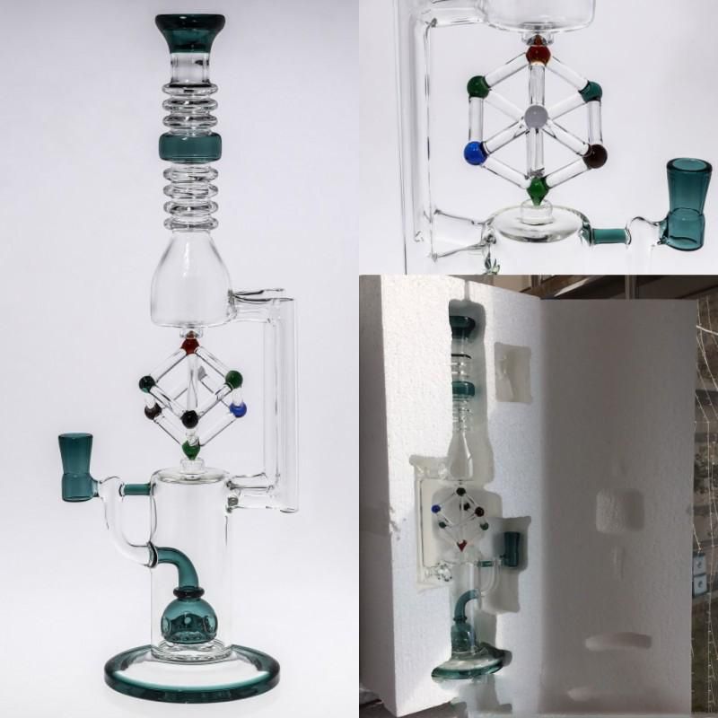 Best Rotating Square Water Pipes Glass Bongs With Foam Box 35cm Perc