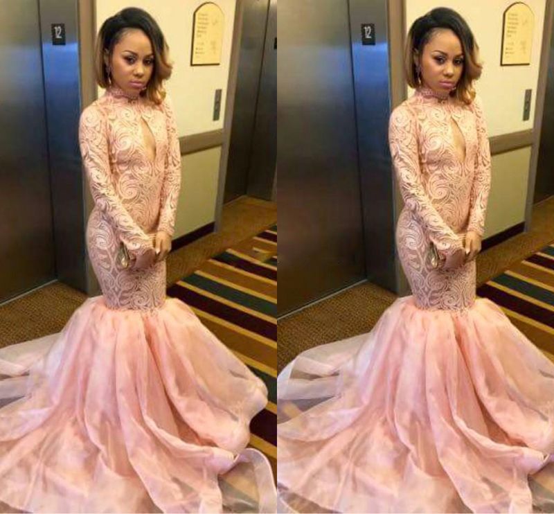pale pink long sleeve dress