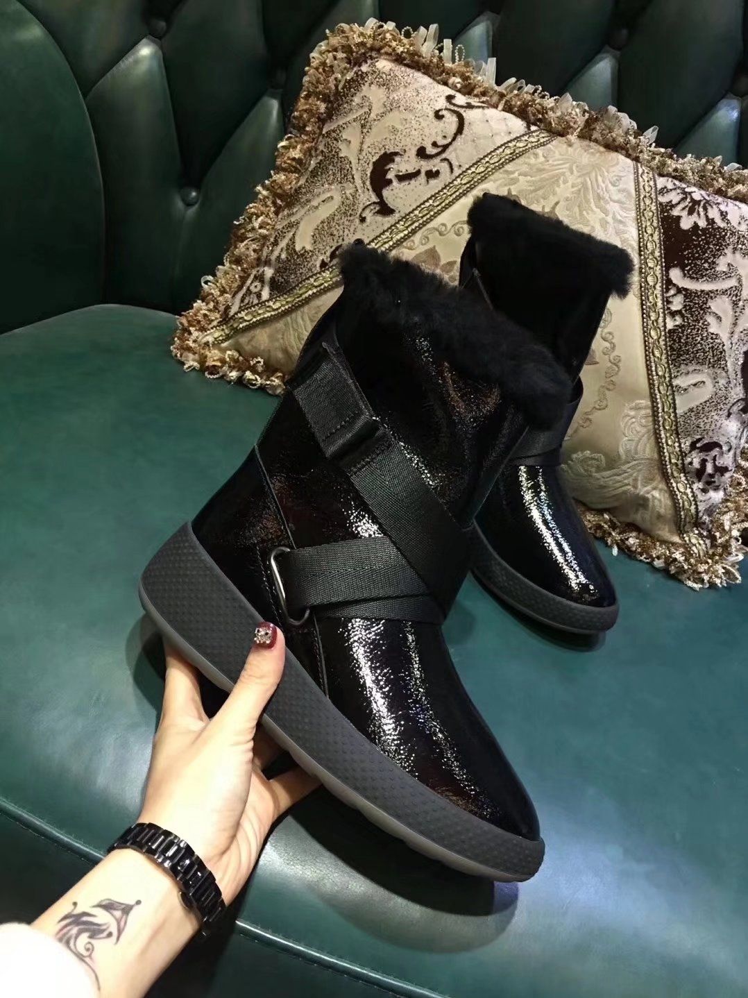 patent leather snow boots