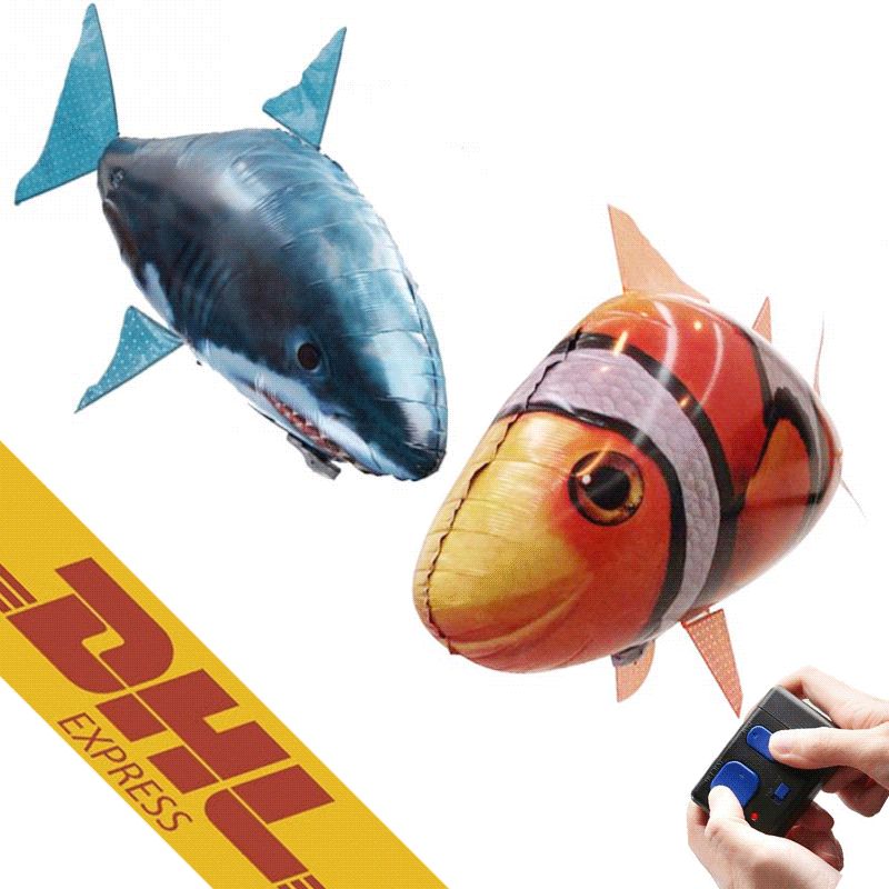 Compre Nadador De Aire RC RC Tiburón Clownfish Fish Flying Pez Payaso De Control Remoto Globo