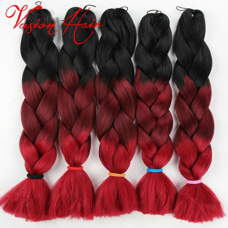 Three Colors Ombre Synthetic Xpression Braiding Hair 24inches 100g/Pack Jumbo Braids Kanekalon