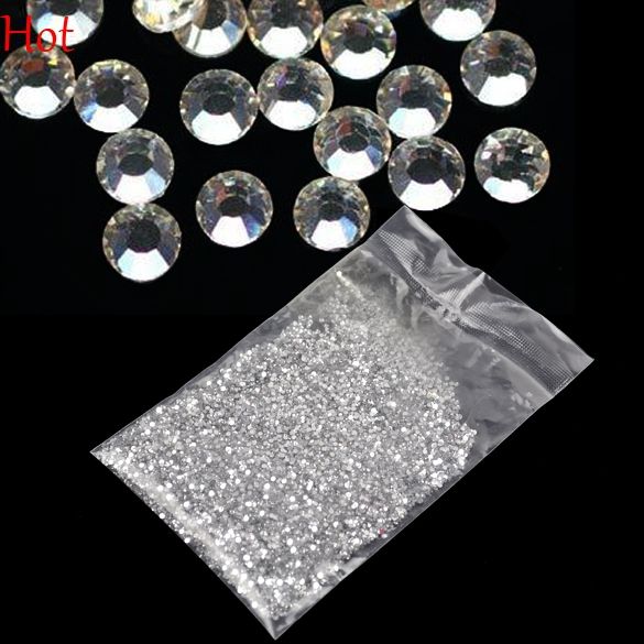 Crystal Nail Rhinestones 1.5mm Flat Back Glitter Nail ...