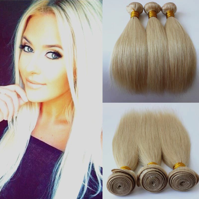 613 Blond Brazilian Virgin Human Hair Weave Straight Human Hair