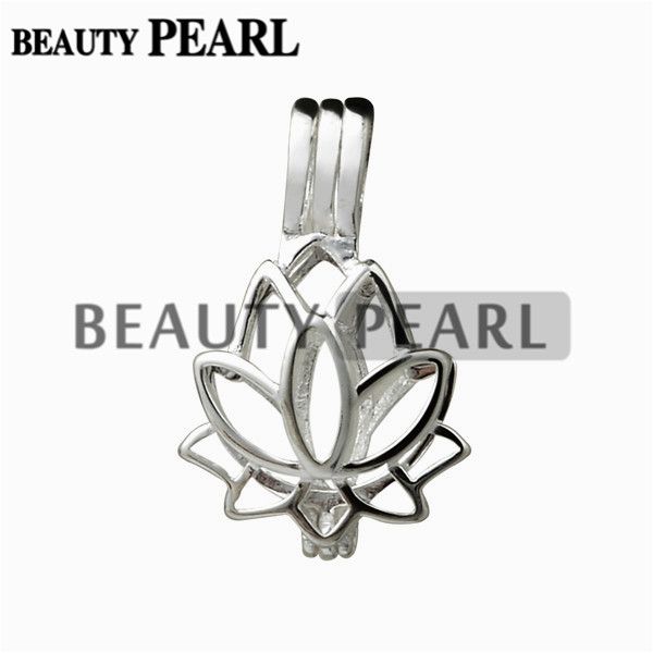 Acheter Pendentif Fleur De Lotus Petit Charme 925 En Argent Sterling Cadeau Amour Souhaitant Perle De Lotus Cage 5 Pièces De 2162 Du Beautypearl