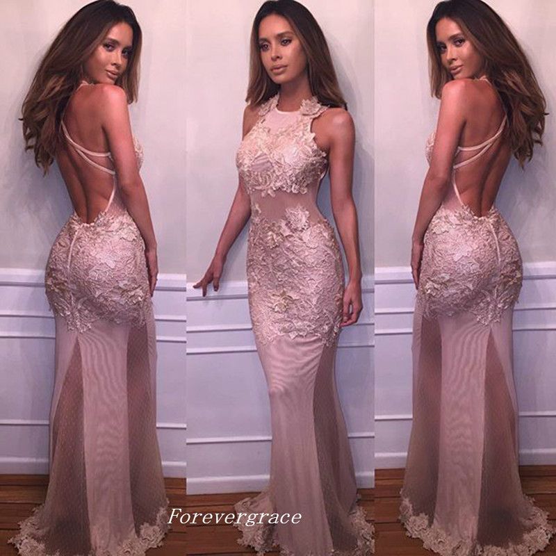 bodycon backless prom dress