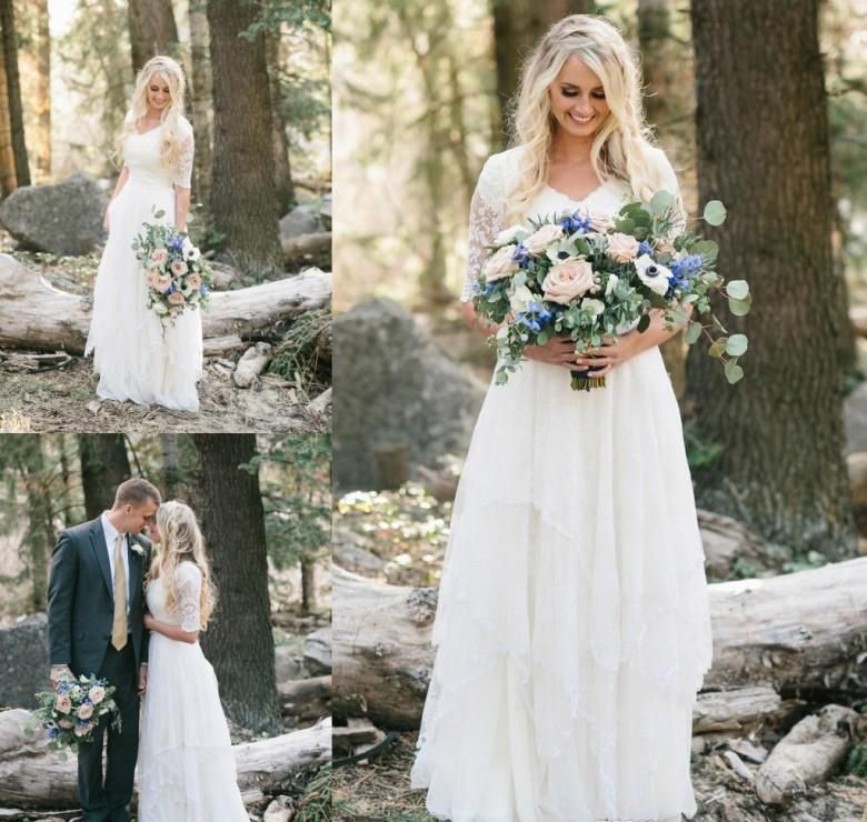 Discount 2017 Cheap Western Country Bohemian Forest Wedding Dress