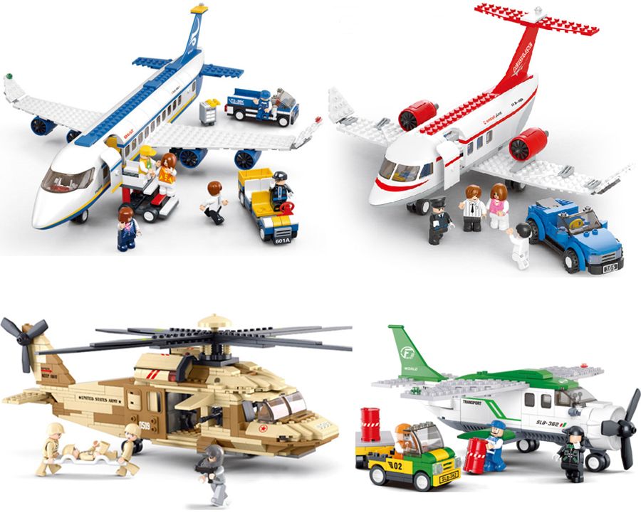 Sluban City War Military Rescue Aviation Air Transport Plane Building Blocks Sets Airplane Model