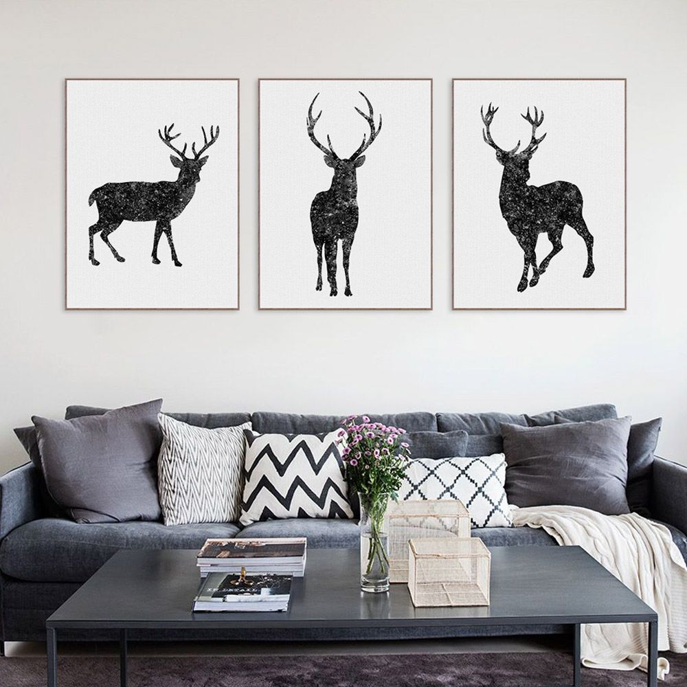 2020 Nordic Modern Original Watercolor Black White Animals Deer Canvas Art Print Poster Wall Picture Home Decor Painting No Frame From Lyq669 16 09 Dhgate Com