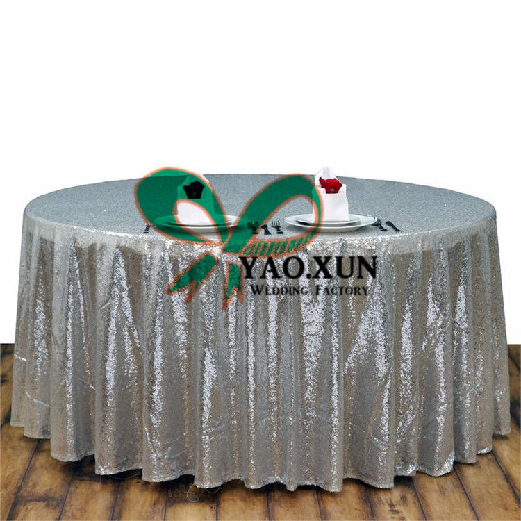 Sale Round Sequin Table Cloth Cheap Wedding Tablecloth White